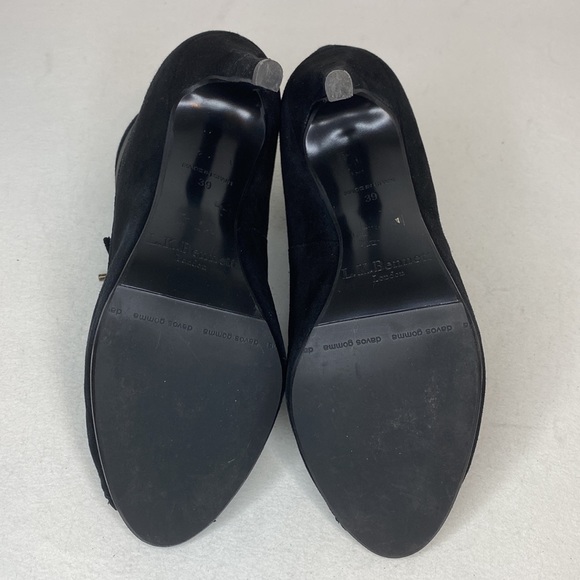 L.K. Bennett Suede Mesh Peep-Toe High Heels, Black, EU 39= Women's US size 8 - Picture 9 of 14